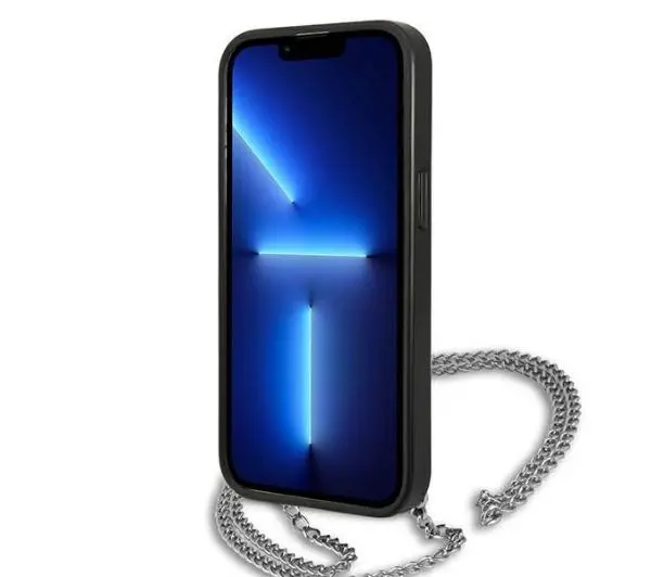 Karl Lagerfeld Leather Textured and Chain KLHCP13MPMK do iPhone 13