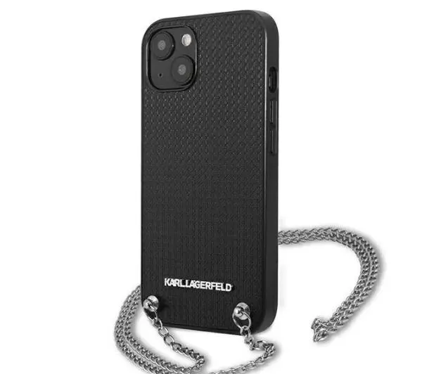 Karl Lagerfeld Leather Textured and Chain KLHCP13MPMK do iPhone 13