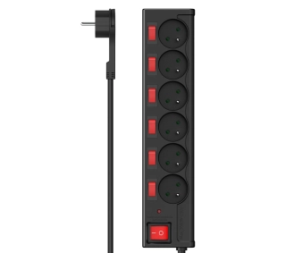 Hama P2223773 6 gniazd 1,4m Czarny