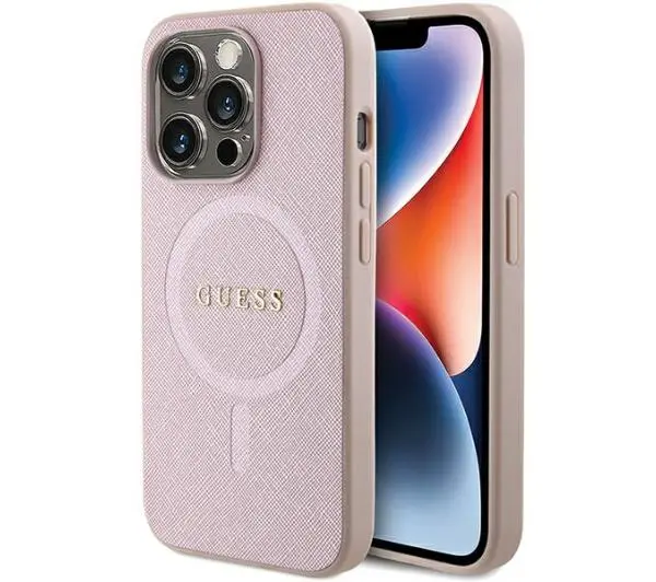 Etui GUESS Saffiano MagSafe do Apple iPhone 15 Pro Różowy