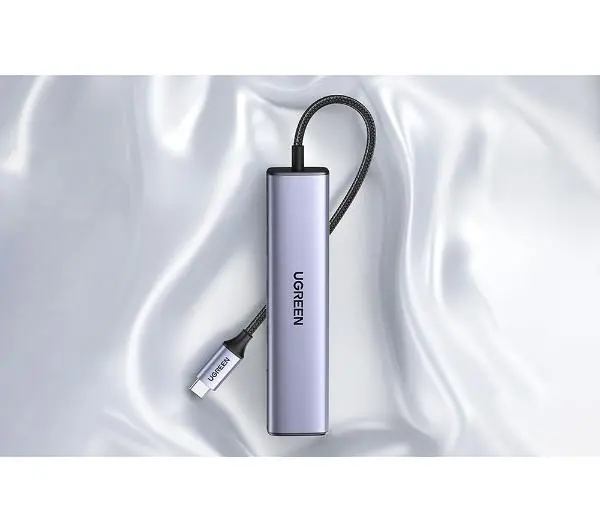 UGREEN CM475 USB-C do 3x USB 3.0, RJ45, USB-C PD  Szary