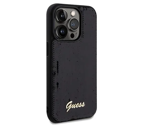 Guess Sequin Script Metal GUHCP14XPSFDGSK do iPhone 14 Pro Max Czarny