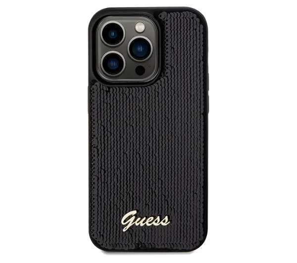 Guess Sequin Script Metal GUHCP14XPSFDGSK do iPhone 14 Pro Max Czarny