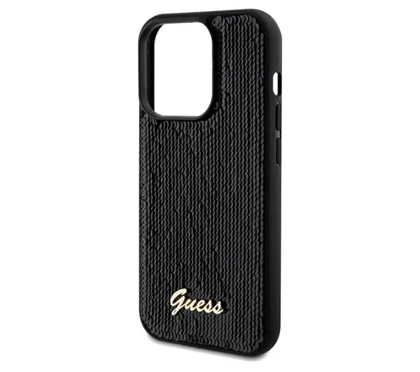 Guess Sequin Script Metal GUHCP14XPSFDGSK do iPhone 14 Pro Max Czarny