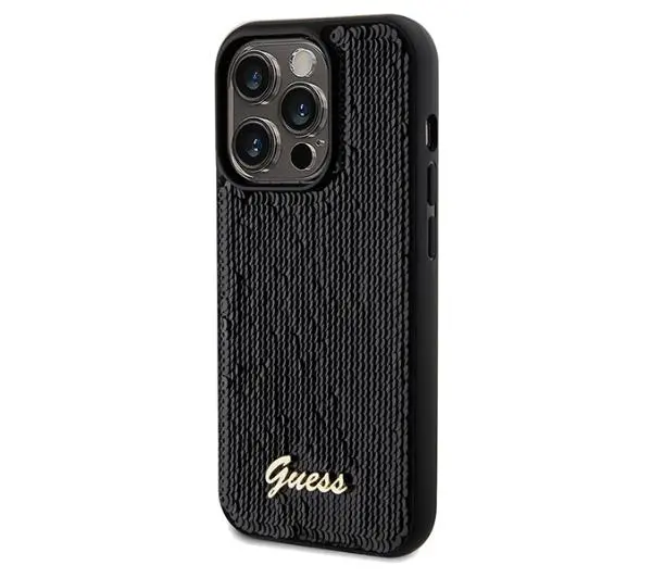 Guess Sequin Script Metal GUHCP14XPSFDGSK do iPhone 14 Pro Max Czarny