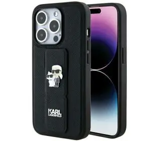 Karl Lagerfeld Gripstand Saffiano Karl&Choupette Pins KLHCP14LGSAKCPK do iPhone 14 Pro Czarny