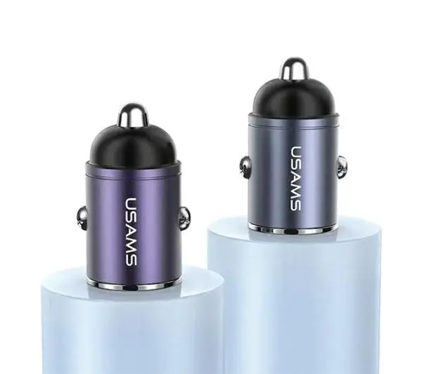 USAMS 1xUSB+1xUSB-C C38 30W PD Fast Charge Stalowy