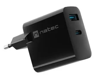 Natec Ribera GaN 1xUSB-A + 1xUSB-C 45W Czarny