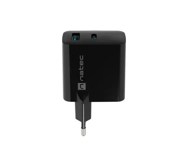 Natec Ribera GaN 1xUSB-A + 1xUSB-C 45W Czarny