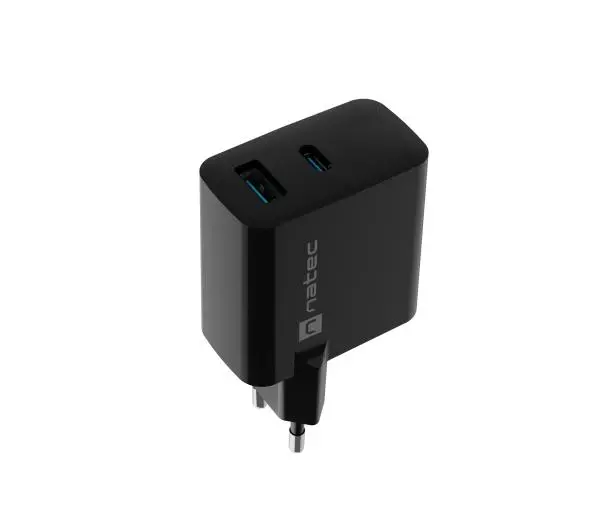 Natec Ribera GaN 1xUSB-A + 1xUSB-C 45W Czarny