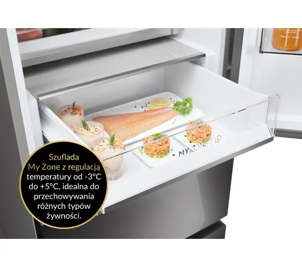 Haier Seria 5 HTW5620ENMP Funkcje AI Pełny No Frost 205cm Komora świeżości Zdalne sterowanie Dark Inox - Kup na Raty - RRSO 0%