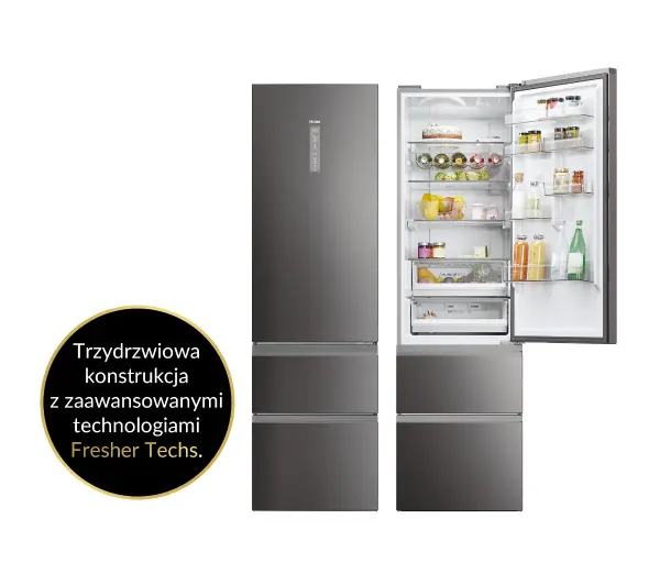Haier Seria 5 HTW5620ENMP Funkcje AI Pełny No Frost 205cm Komora świeżości Zdalne sterowanie Dark Inox - Kup na Raty - RRSO 0%