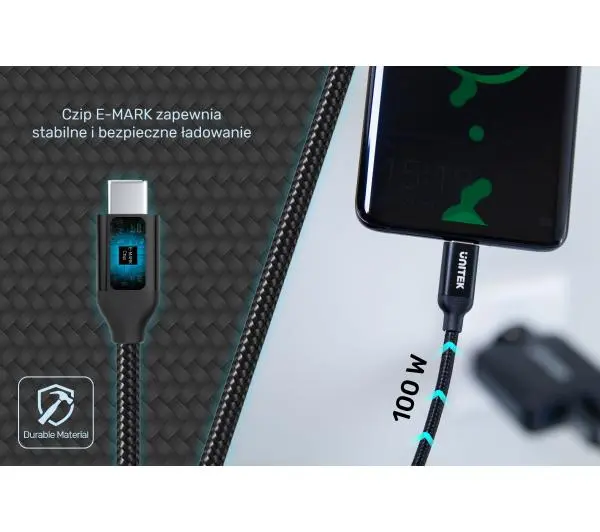 Unitek USB-C do USB-C PowerDelivery 100W 2m Czarny