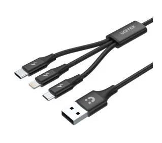 Unitek USB-A 3w1 2,4A 1,2m Czarny