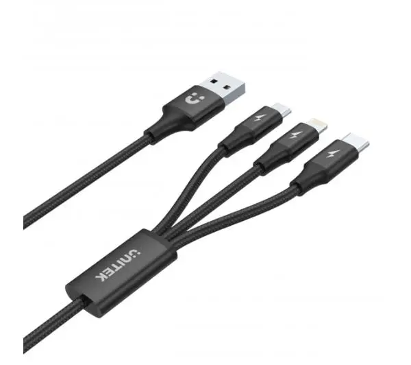 Unitek USB-A 3w1 2,4A 1,2m Czarny