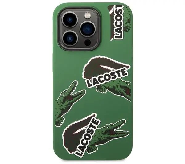 Lacoste Silicone Allover Pattern do iPhone 14 Pro Zielony