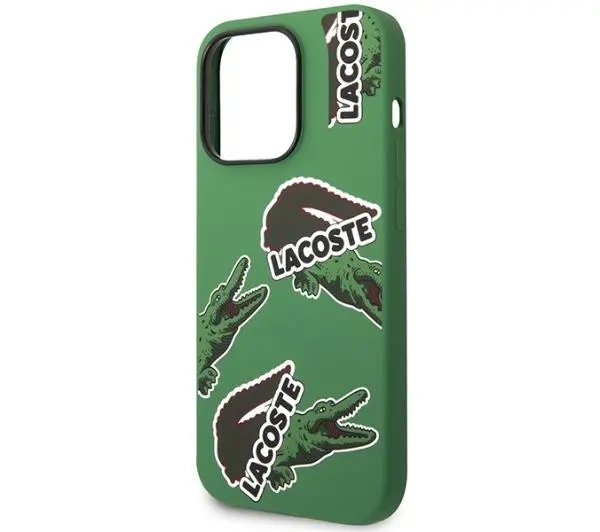 Lacoste Silicone Allover Pattern do iPhone 14 Pro Zielony