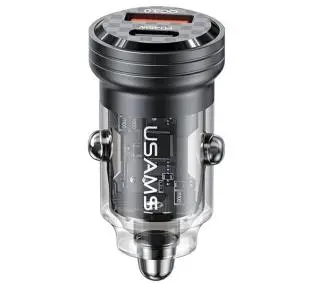 USAMS C35 USB+USB-C Fast Charge 45W Czarny
