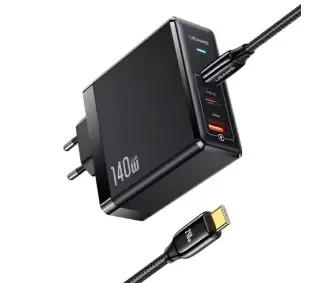 USAMS 2xUSB-C USB PD 140W Czarny