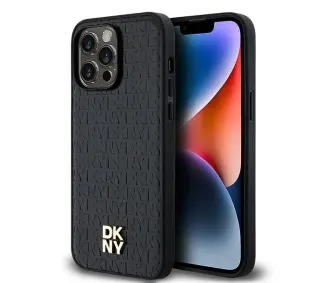 DKNY Hardcase Leather Monogram Pattern Metal Logo MagSafe DKHMP14XPSHRPSK do iPhone 14 Pro Max Czarny