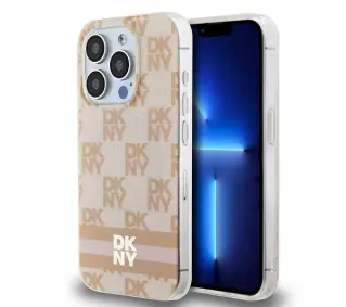 DKNY IML Checkered Mono Pattern & Printed Stripes MagSafe do iPhone 15 Pro Różowy