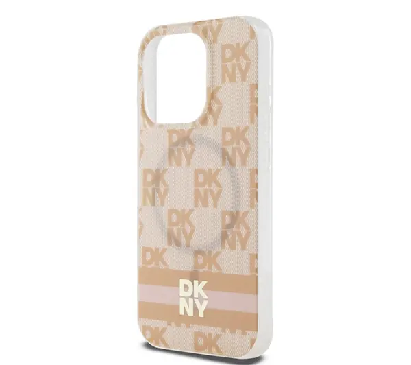 DKNY IML Checkered Mono Pattern & Printed Stripes MagSafe do iPhone 15 Pro Różowy