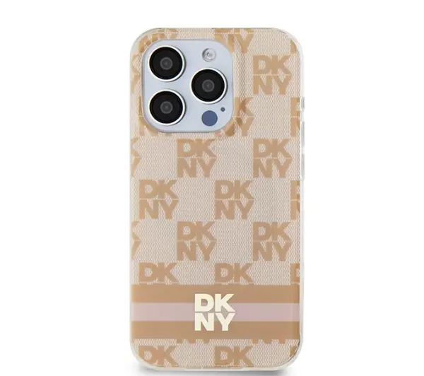 DKNY IML Checkered Mono Pattern & Printed Stripes MagSafe do iPhone 15 Pro Różowy
