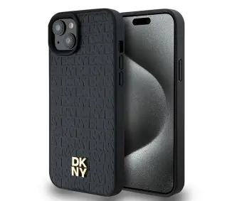DKNY Hardcase Leather Monogram Pattern Metal Logo MagSafe DKHMP15MPSHRPSK do iPhone 15 Plus Czarny
