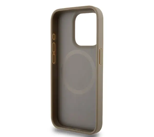 DKNY Leather Printed Pattern Metal Logo MagSafe do iPhone 15 Pro Brązowy