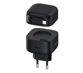 USAMS CC209TC01 USB-C ze zwijanym kablem Lighning 35W Czarny