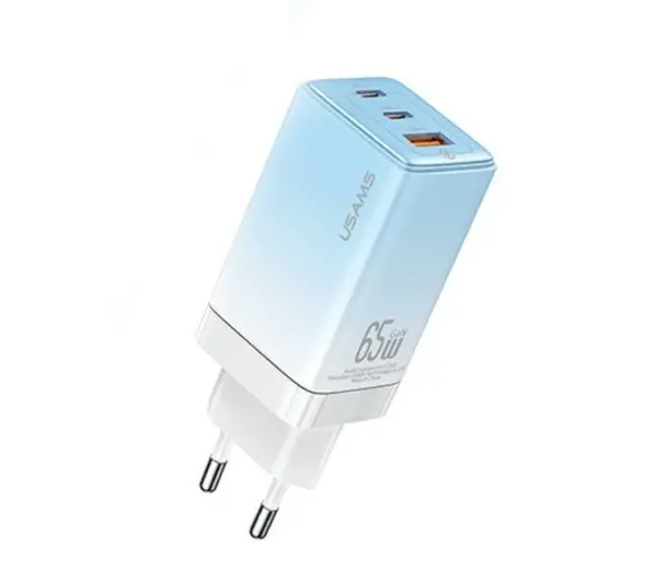 Фото - Зарядний пристрій USAMS CC180TC04 2x USB-C + USB 65W Niebieski 