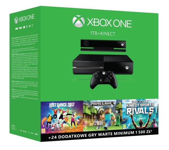 konsola Xbox One Xbox One 1TB + Kinect + Sports Rivals + Just Dance 2017 + Minecraft
