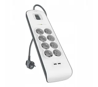 Belkin BSV804CA2M 8 gniazd 2x USB-A 2m Biały