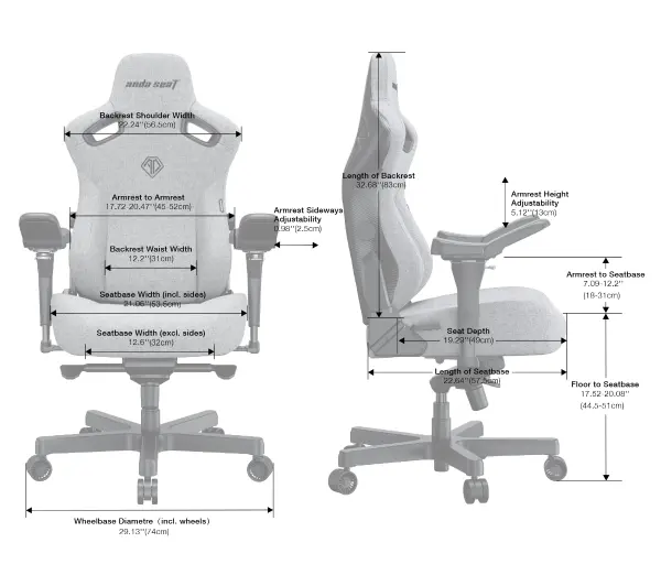 Anda Seat Kaiser 3 Pro XL Gamingowy do 200kg Tkanina Szary - Kup na Raty - RRSO 0%