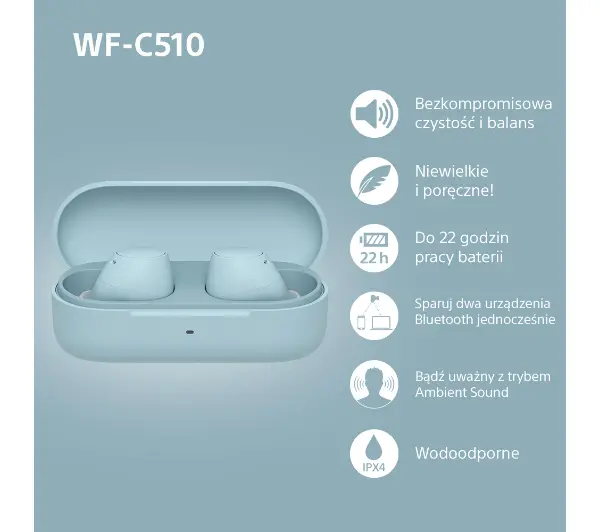 Sony WF-C510 Dokanałowe Bluetooth 5.3 Niebieski