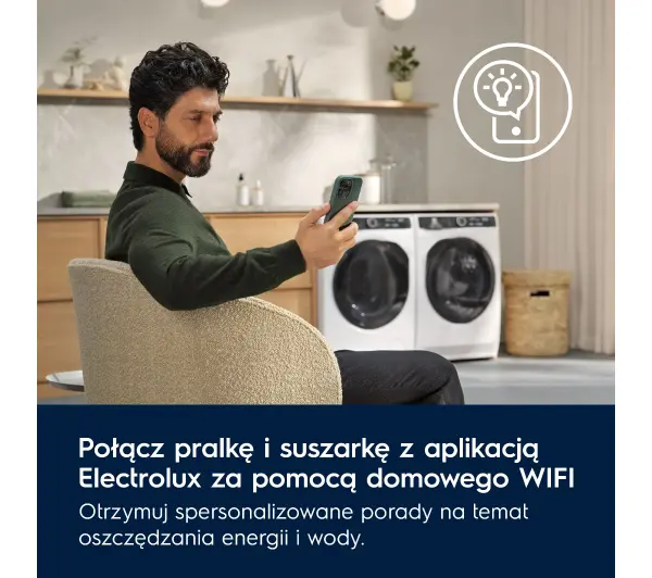 Electrolux 800 UltraCare EW8W7492QP 57,6cm 9kg/5kg Funkcje AI Zdalne sterowanie UniversalDose - Kup na Raty - RRSO 0%