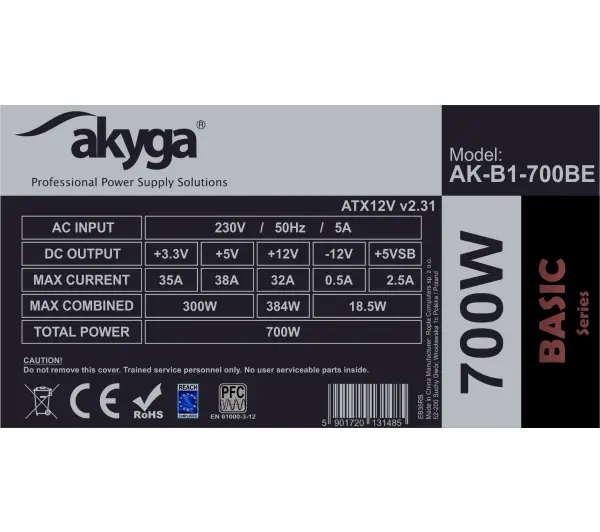 Akyga Black Edition AK-B1-700BE 700W Czarny