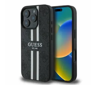 Guess 4G Printed Stripes do iPhone 16 Pro Max Czarny