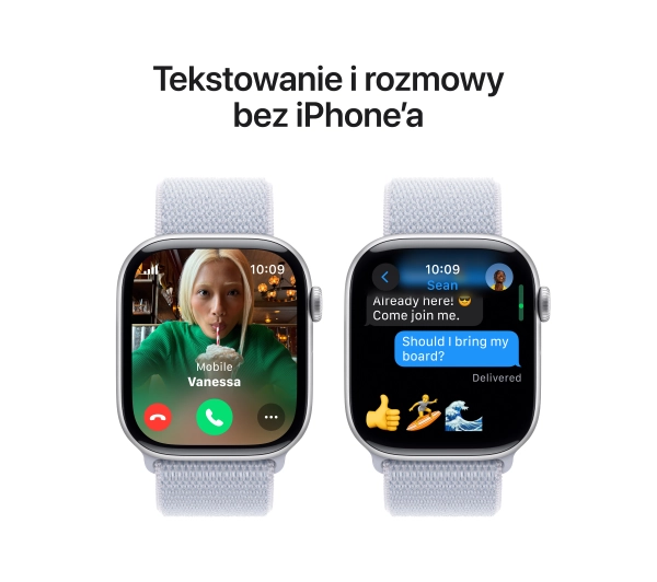 Apple Watch Series 10 GPS AI + Cellular AI Koperta 42mm aluminium srebrny opaska sportowa błękitny obłok - Kup na Raty - RRSO 0%