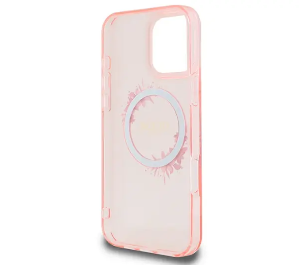 Guess IML Flowers Wreath MagSafe do iPhone 16 Pro Max Różowy