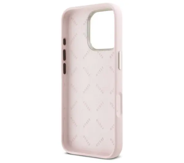Guess Silicone Script Metal Logo & Frame do iPhone 16 Pro Max Różowy