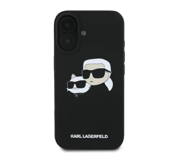 Karl Lagerfeld Silicone Double Heads Print MagSafe do iPhone 16 Czarny