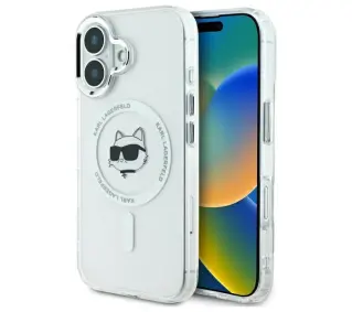 Karl Lagerfeld IML Metal Choupette Head MagSafe do iPhone 16 Plus Biały