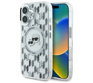Karl Lagerfeld IML Monogram Karl&Choupette Head MagSafe do iPhone 16 Przezroczysty