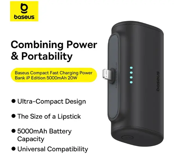 Baseus Compact IP 5000mAh 20W Lightning Niebieski