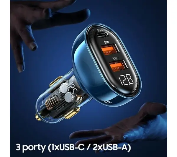 USAMS 2xUSB+1xUSB-C 125W Fast Charge Czarny