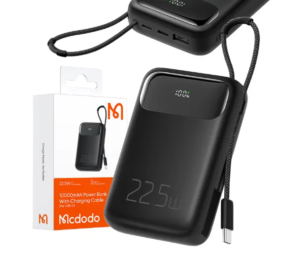 Mcdodo MC-3243 10000mAh, 22.5W z kablem USB-C Czarny