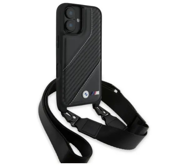 BMW M Edition Carbon Stripe & Strap do iPhone 16 Plus Czarny