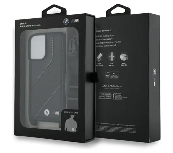 BMW M Edition Carbon Stripe & Strap do iPhone 16 Plus Czarny