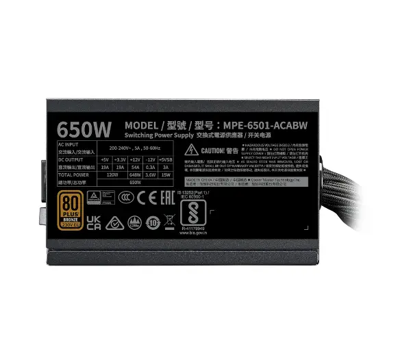 Cooler Master MWE Bronze V3 230V 650W 80+ Bronze Czarny